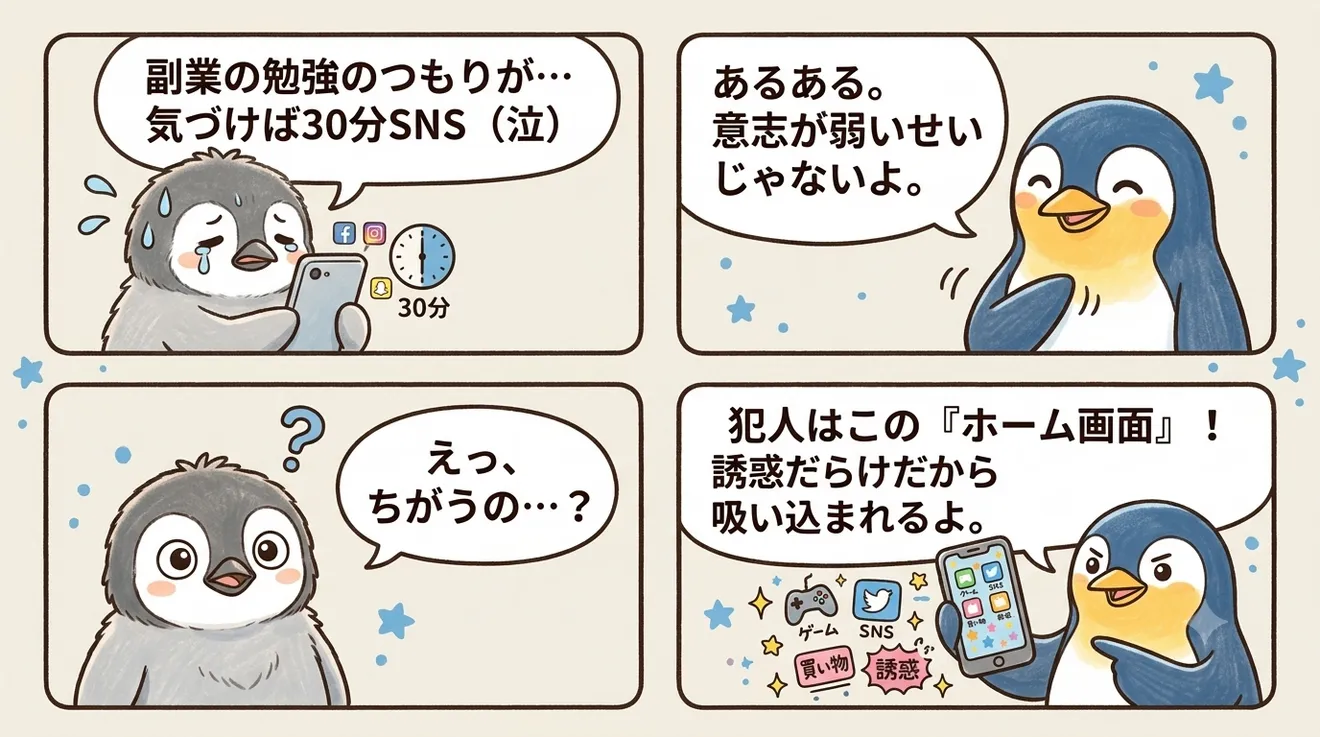 【本業と副業の二兎を追う者シリーズ】スマホ整理術!本業と副業を両立する自分の1軍画面の解説画像1