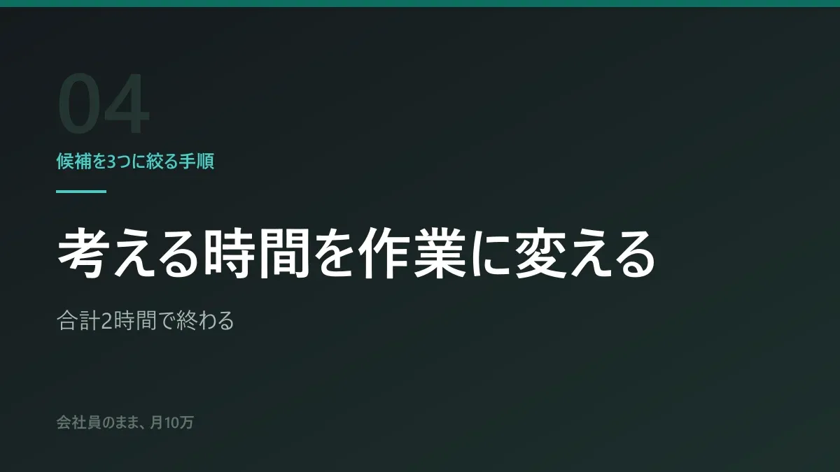 候補を3つに絞る手順|考える時間を作業に変える