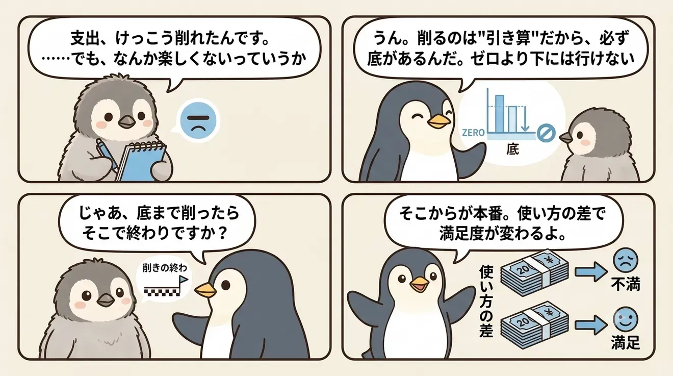 削るだけの家計管理はどこかで止まる、と話すナギとソラ